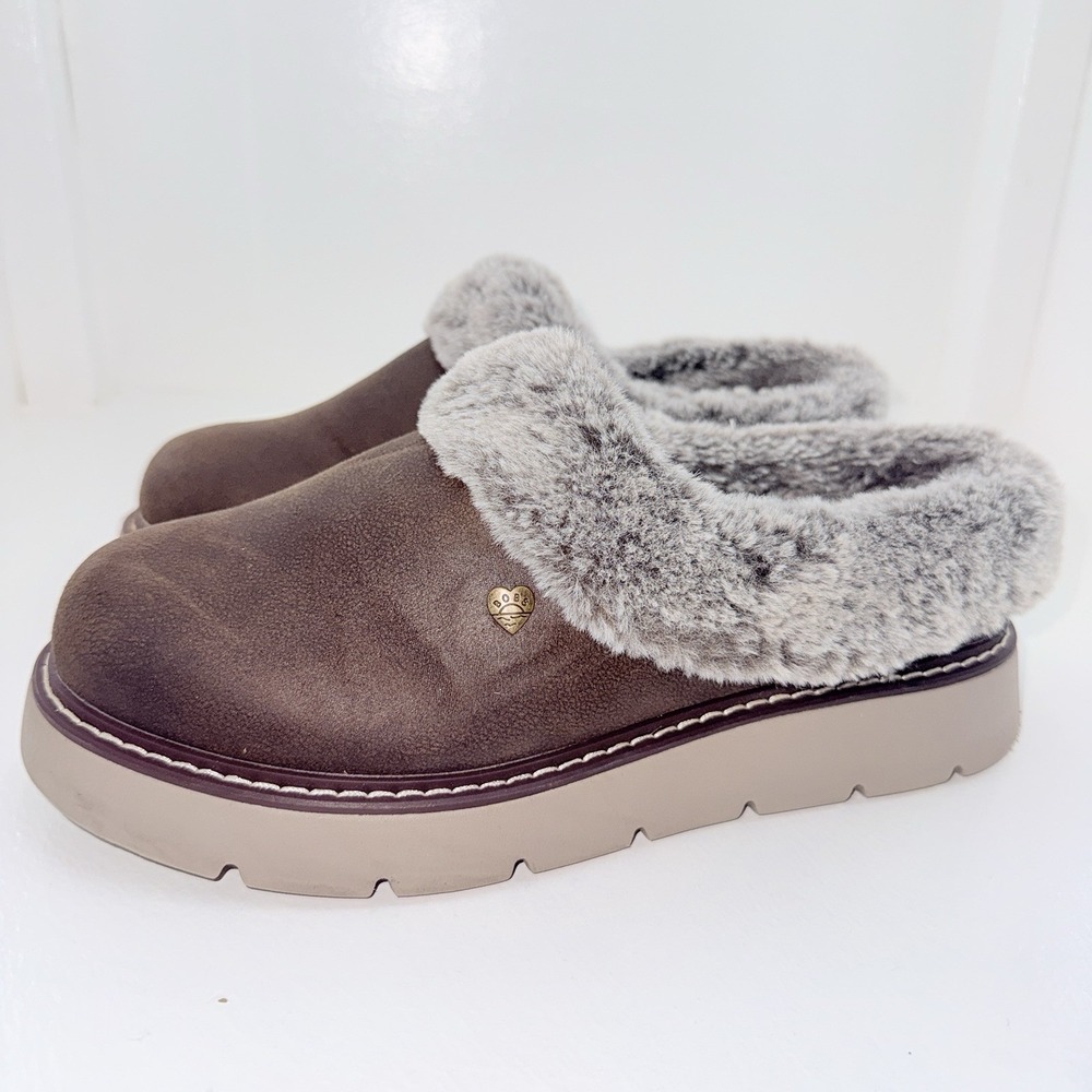 Skechers BOBS Keepsakes Lite Cozy Blend Chocolate Womens Size 9 Faux Fur Slip On